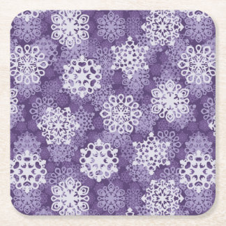 Dessous De Verre Carré Motif violet de flocons de neige