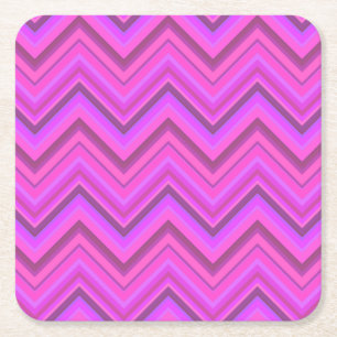 Dessous De Verre Carré Motif zigzag à rayures roses