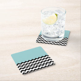 Dessous De Verre Carré Motif Zigzag noir et blanc, Chevron, Bleu