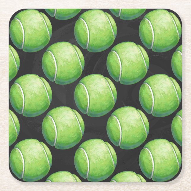 Dessous De Verre Carré Motifs de balle de tennis (Devant)