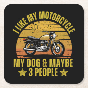 Dessous De Verre Carré Motocyclette de chien