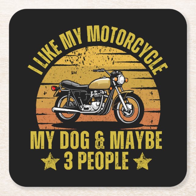 Dessous De Verre Carré Motocyclette de chien (Devant)