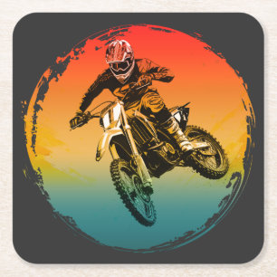 Dessous De Verre Carré motocycliste de moto cross vintage moto