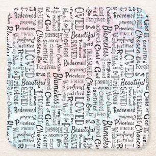 Dessous De Verre Carré Mots d'affirmation Word Art