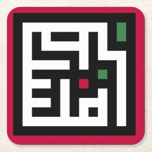 Dessous De Verre Carré Mots de Palestine en arabe Wordart - drapeau carré