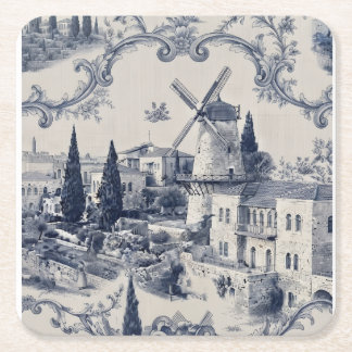 Dessous De Verre Carré Moulin à vent de Jérusalem