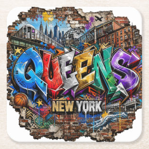 Dessous De Verre Carré Mur d'art graffiti Queens New York