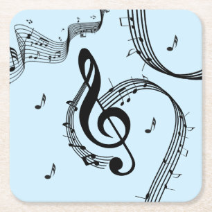 Dessous De Verre Carré Musique clef de sol climaxique bleue