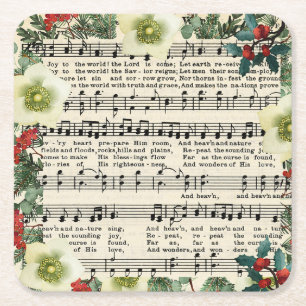 Dessous De Verre Carré Musique de Noël, Joie au Monde,