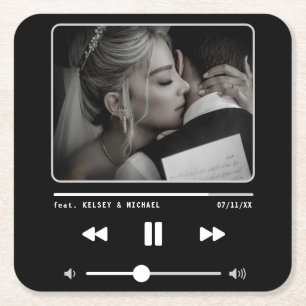 Dessous De Verre Carré Musique lecteur MP3 Mariage noir