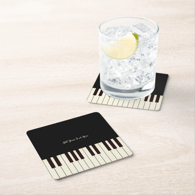 Dessous De Verre Carré Musique personnalisée Piano Teacher Piano Keys  (En situation)