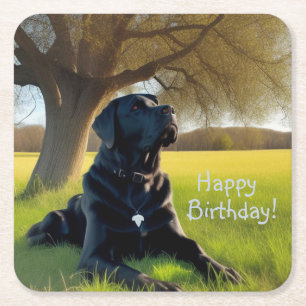 Dessous De Verre Carré Naissance de Black Labrador Retriever
