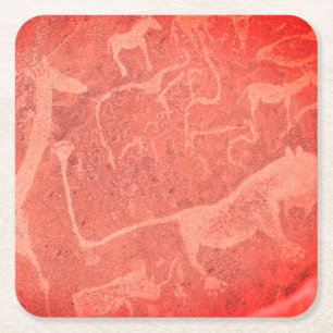 Dessous De Verre Carré Namibie Afrique Rock Art Peinture