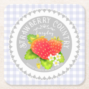 Dessous De Verre Carré Nappe en papier fraise carreaux gris