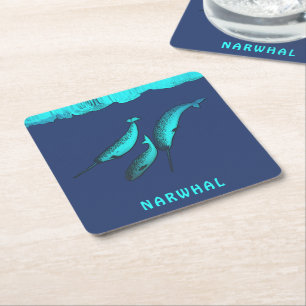 Dessous De Verre Carré Narwhal Sous Le