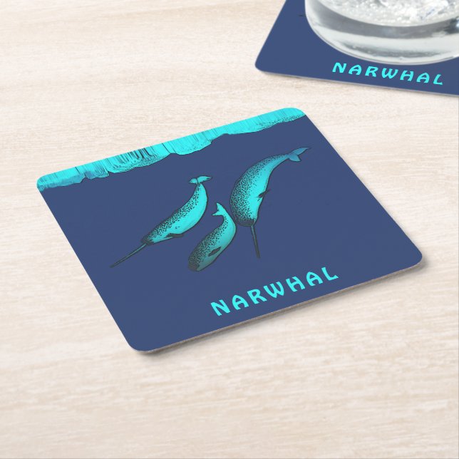 Dessous De Verre Carré Narwhal Sous Le (Incliné)