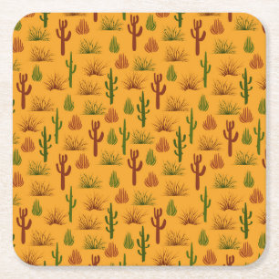 Dessous De Verre Carré Nature sauvage Cactus Bushes Motif
