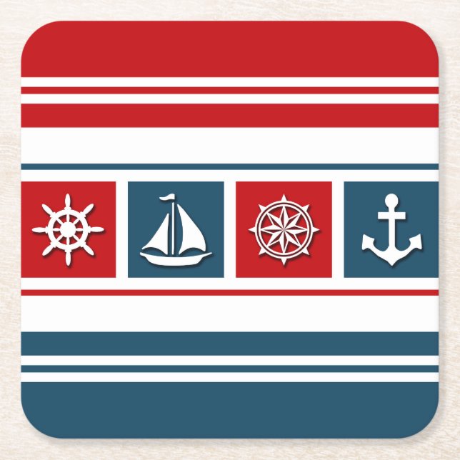 Dessous De Verre Carré Nautical design (Devant)