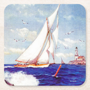 Dessous De Verre Carré Navigation par le phare par Albert B. Marks