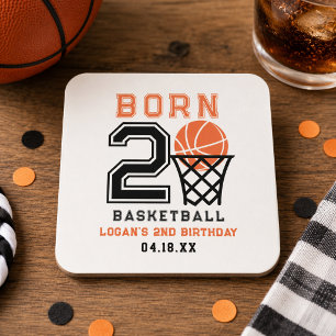 Dessous De Verre Carré Né 2 Basketball   2e anniversaire du garçon sporti