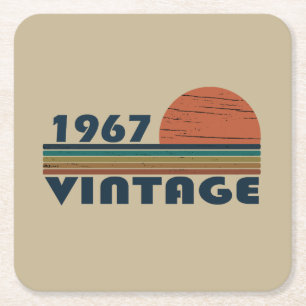 Dessous De Verre Carré Né en 1967 cadeau d'anniversaire vintage