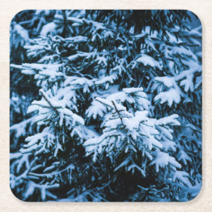 Dessous De Verre Carré Neige Arbre de Noël d'Hiver