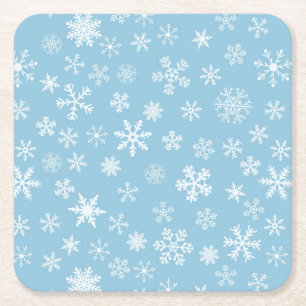 Dessous De Verre Carré Neige sur l'arrière - plan bleu-clair