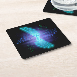 Dessous De Verre Carré Neon Glowing Sound Waves