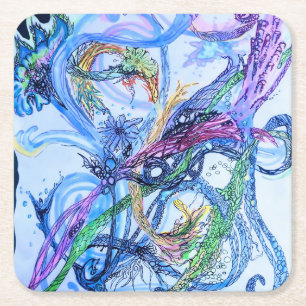 Dessous De Verre Carré Neuron aquatique