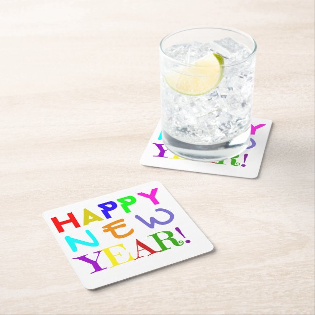 Dessous De Verre Carré New Year Paper Coasters Set (En situation)