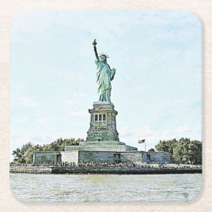 Dessous De Verre Carré New York City - statue de la liberté