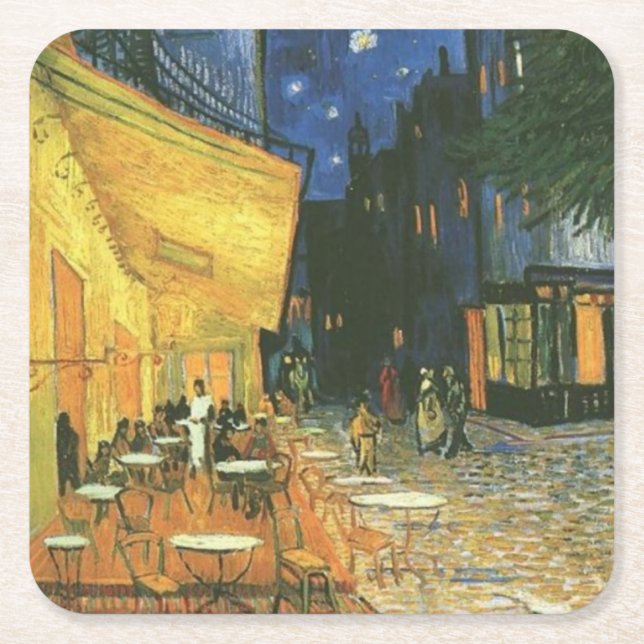 Dessous De Verre Carré Night Cafe Peinture de van Gogh (Devant)