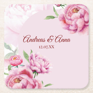 Dessous De Verre Carré Noces aux Pivoines