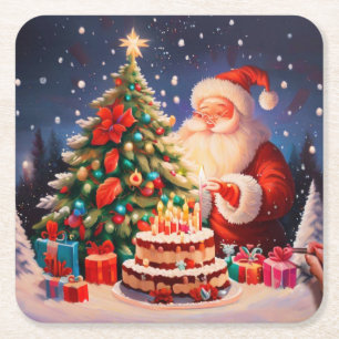 Dessous De Verre Carré Noël Anniversaire 10