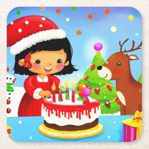 Dessous De Verre Carré Noël Anniversaire 7