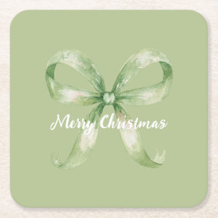Dessous De Verre Carré Noël au ruban vert avocat