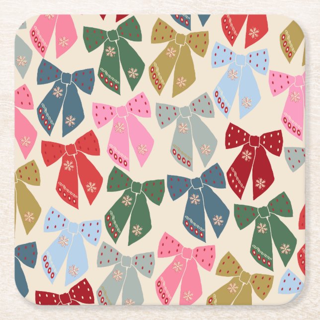 Dessous De Verre Carré Noël Bows Coquette (Devant)