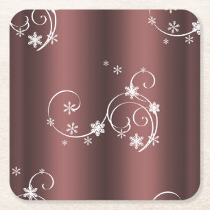 Dessous De Verre Carré Noël Brown de perles métalliques