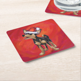 Dessous De Verre Carré Noël Chihuahua en rouge