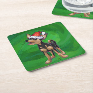 Dessous De Verre Carré Noël Chihuahua sur vert