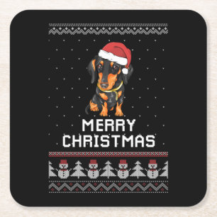 Dessous De Verre Carré Noël Dachshund