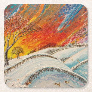 Dessous De Verre Carré Noël de l'hiver anglais