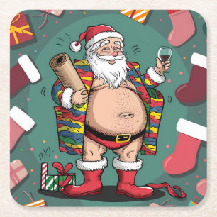 Dessous De Verre Carré Noël de père marrant mignon