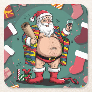 Dessous De Verre Carré Noël de père marrant mignon