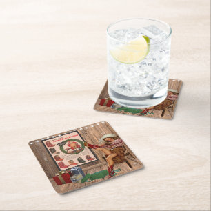 Dessous De Verre Carré Noël du garçon Cowboy