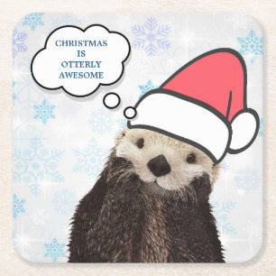 Dessous De Verre Carré Noël est vraiment génial Otter Pun