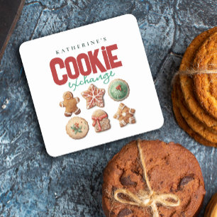 Dessous De Verre Carré Noël Fête d'échange de cookies