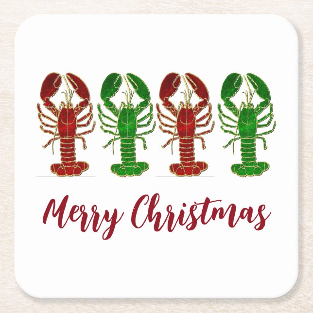 Dessous De Verre Carré Noël Homards vacances (Devant)