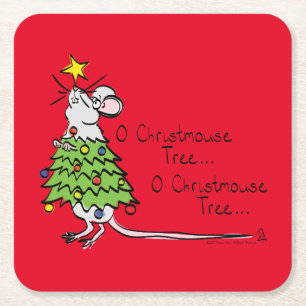 Dessous De Verre Carré Noël Mouse mignonne Drôle Vacances