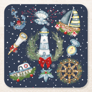 Dessous De Verre Carré Noël nautique